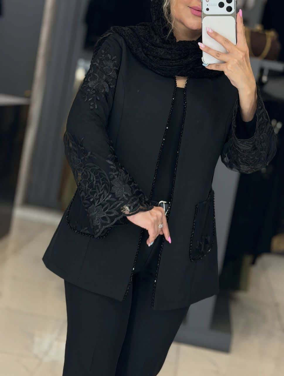 کت شلوار مجلسی گیپوروکریستال دوزی